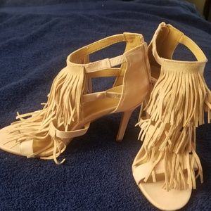 Pink fringe heels